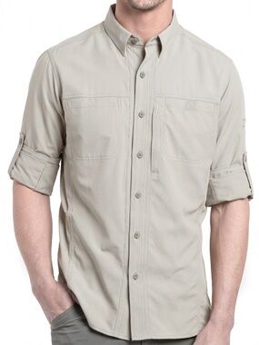 KUHL | Men's Invoke Long Sleeve Shirt in Beige, Size Medium